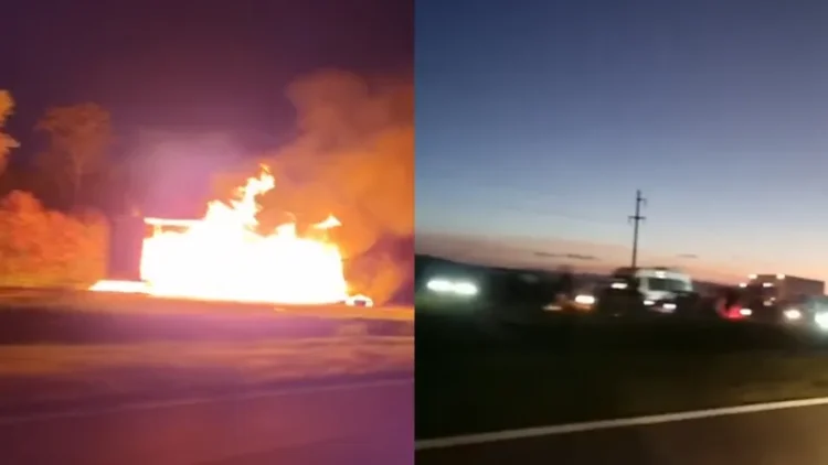 Corte total en la Ruta Nacional 66 por el incendio de un camión en Perico