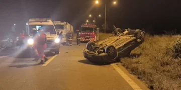 Violento siniestro vial en la Ruta 66: Un choque y vuelco a la altura de la Aduana dejó dos heridos