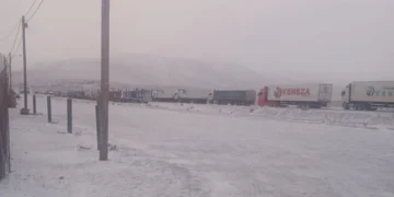 Más de 150 camiones permanecen varados en el Paso de Jama por el temporal de nieve y viento blanco